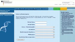 Screenshot der überarbeiteten BVL-Website zum Nationalen Standortregister