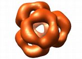 Das Hitzeschockprotein alphaB-Crystallin in der 3D-Ansicht. Es besteht aus 24 Elementen, die eine kugelige Struktur ergeben. Sie erinnert an einen löchrigen Fußball. 