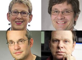 Die vier Leibniz-Preisträger 2011 aus den Lebenswissenschaften, von links oben im Uhrzeigersinn: Ulla Bonas,Christian Büchel , Kai-Uwe Hinrichs und Anthony Hyman.