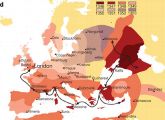 Die Verbreitung des "Y. pestis" Erregers in Europa im 14. Jahrhundert, wie sie von den Forschern rekonstruiert werden konnte.