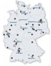 Geografische Verteilung der dedizierten Biotechnologie-Unternehmen (dunkelgrau) sowie der biotechnologisch aktiven Unternehmen (hellgrau) mit Tätigkeitsschwerpunkt industrielle Biotechnologie  