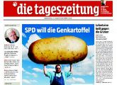 Udo Folgarts Unvoreingenommenheit zur gv-Indsutriekartoffel Amflora animierte die taz zu einer Titelseite. 