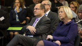 Bundesminister Christian Schmidt (BMEL) und Johanna Wanka (BMBF) im Auditorium